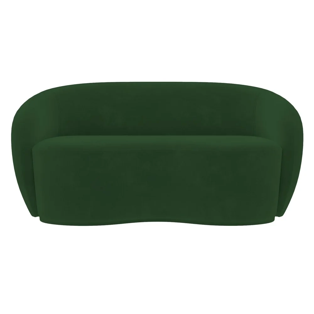 Sofá 3 Lugares Living 180cm e 1 Poltrona Giratória Garbin Z08 Veludo Verde - Mpozenato