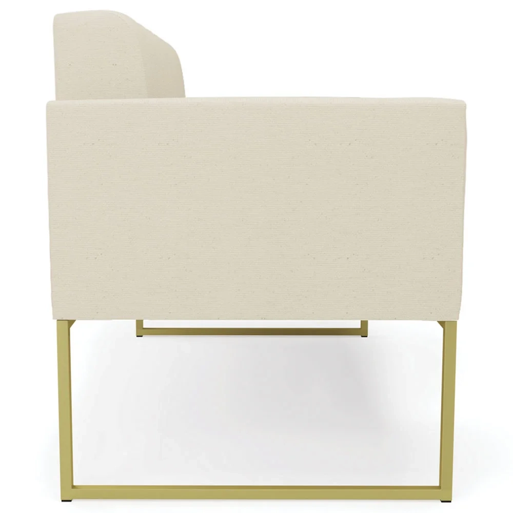 Sofá Namoradeira Base Industrial Dourado Ana Linho Bege - Ibiza