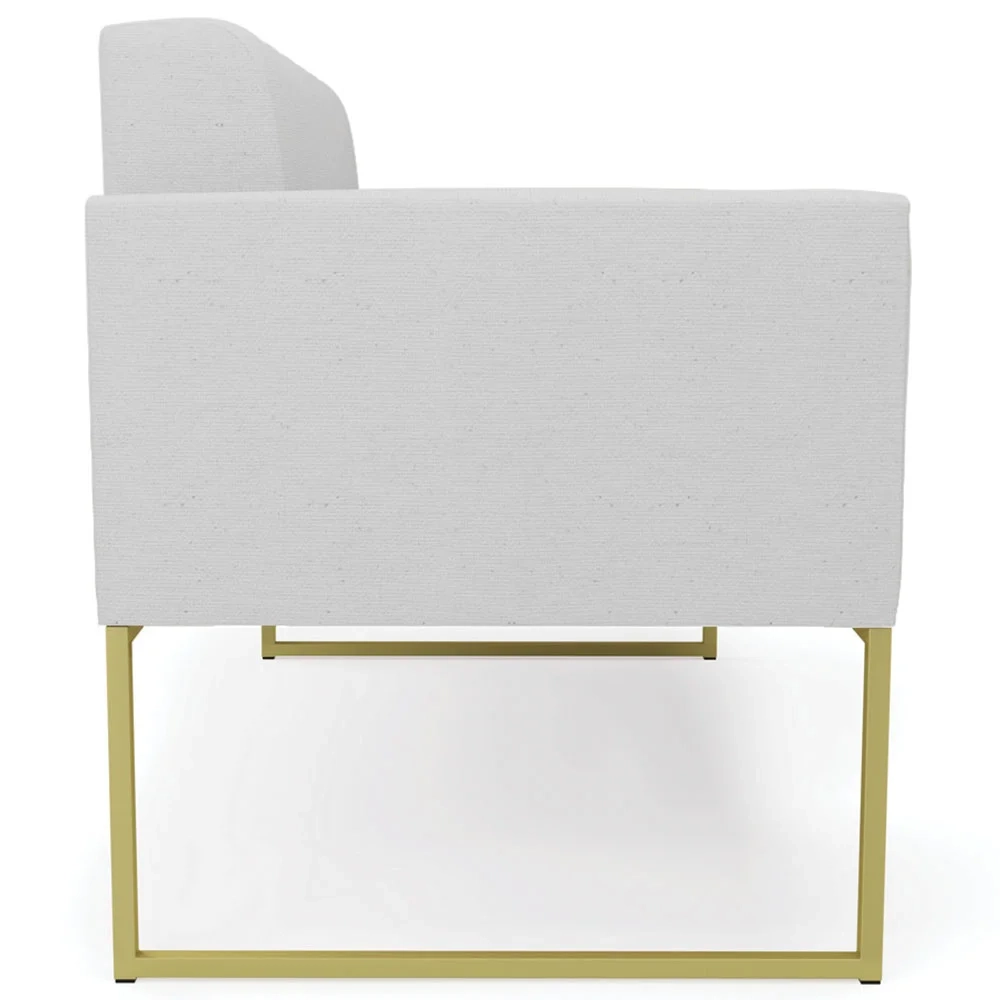 Sofá Namoradeira Base Industrial Dourado Ana Linho Cinza - Ibiza
