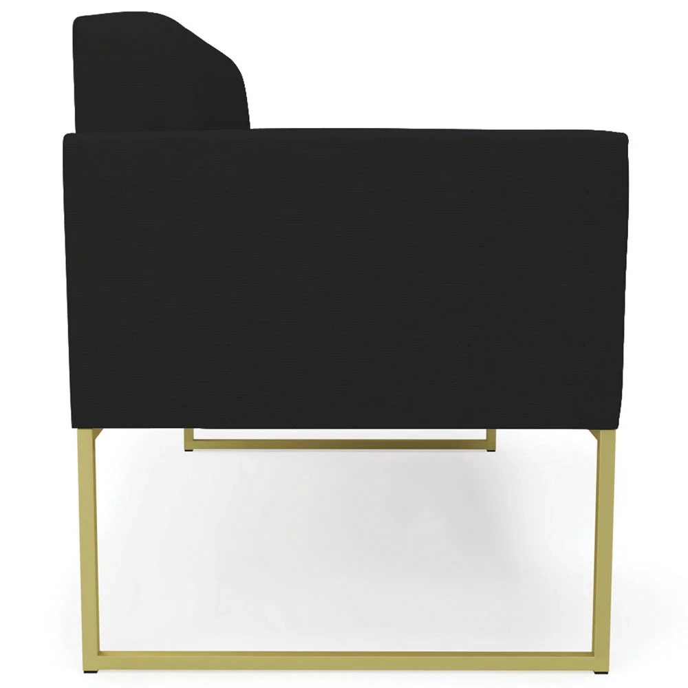 Sofá Namoradeira Base Industrial Dourado Ana Linho Preto - Ibiza