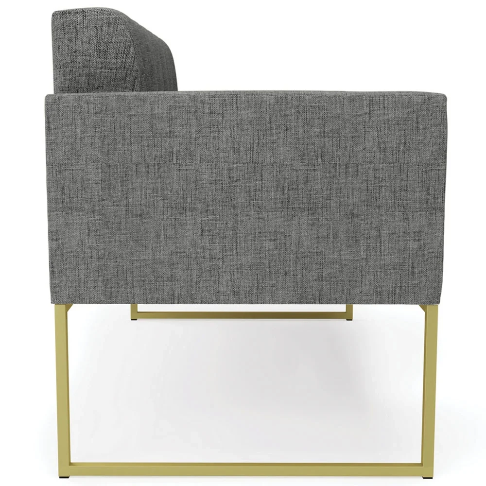 Sofá Namoradeira e 2 Poltronas Base Industrial Dourado Ana Linho Grafite - Ibiza