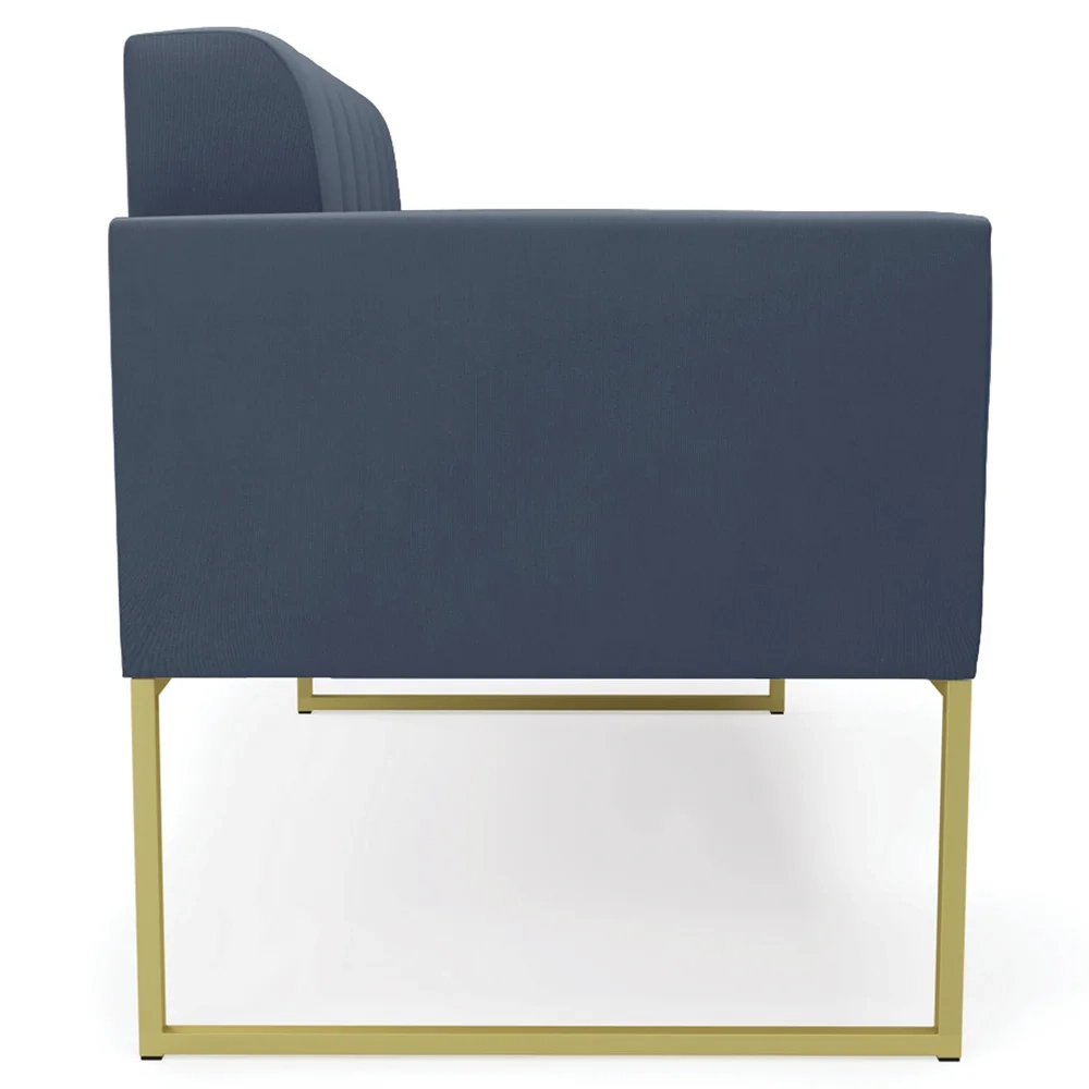 Sofá Namoradeira Base Industrial Dourado Ana Suede Azul Marinho - Ibiza