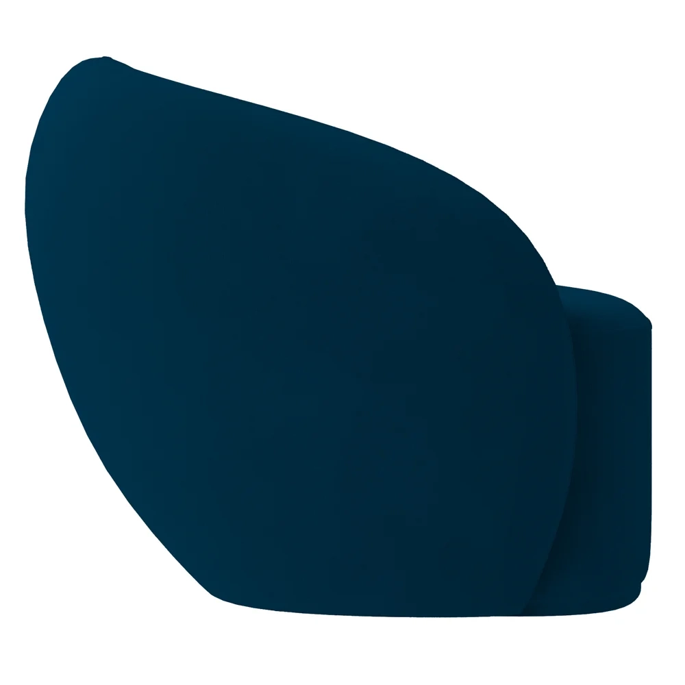 Sofá 3 Lugares Living 180cm e 1 Poltrona Giratória Garbin Z08 Veludo Azul Marinho - Mpozenato