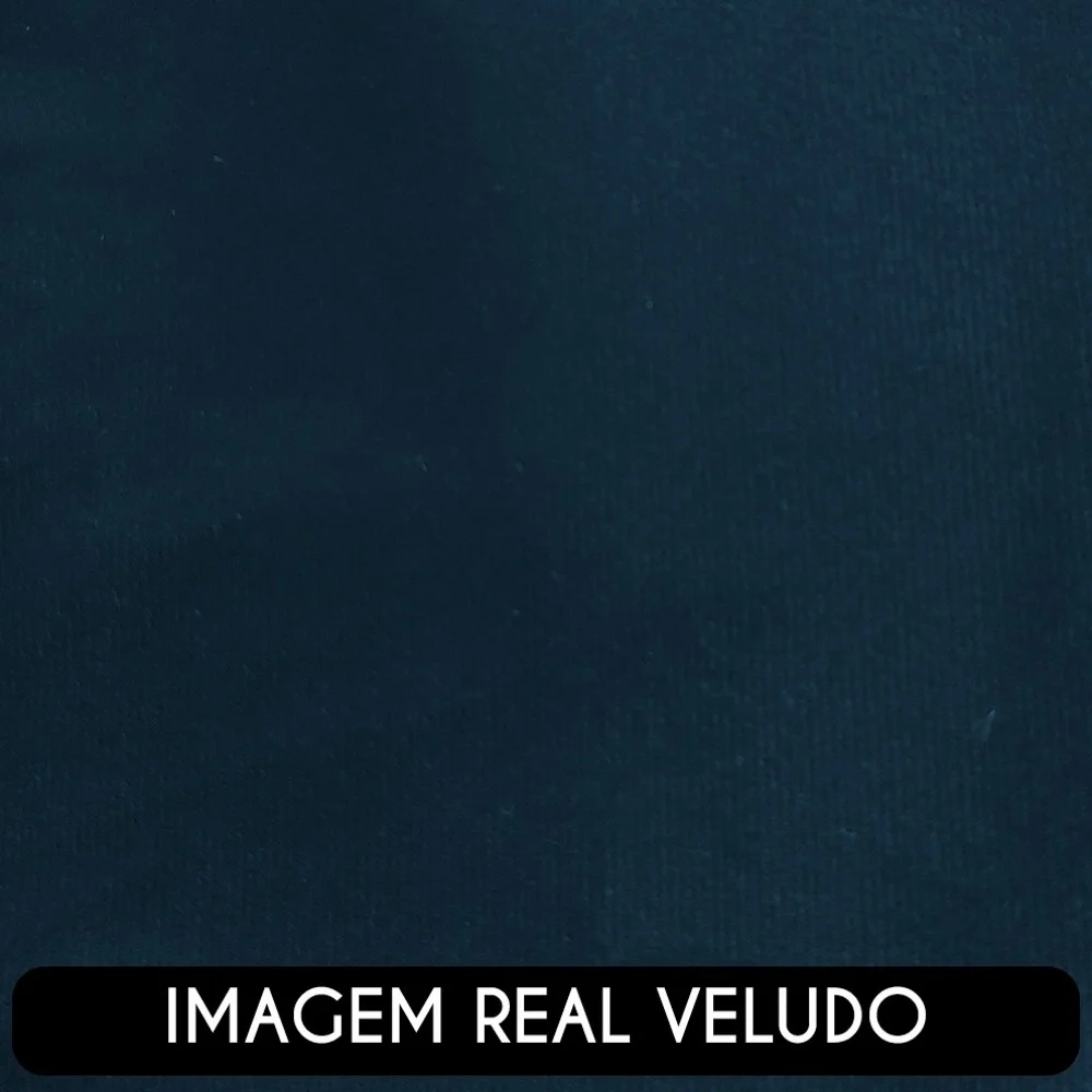 Sofá 3 Lugares Living 180cm e 1 Poltrona Giratória Garbin Z08 Veludo Azul Marinho - Mpozenato