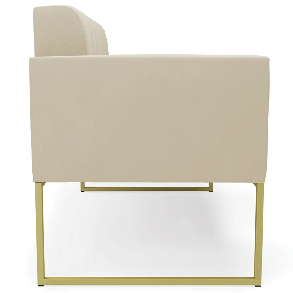 Sofá Namoradeira e 2 Poltronas Base Industrial Dourado Ana Suede Bege - Ibiza