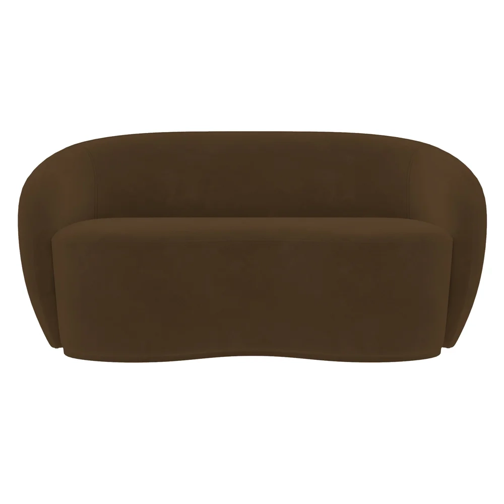 Sofá 2 Lugares Living Orgânico Sala de Estar 160cm Garbin Z08 Veludo Marrom - Mpozenato