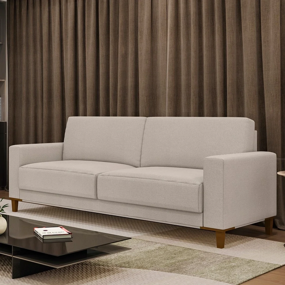 Sofá 3 Lugares Sala Estar Living 214cm Zaire Z32 Linho Areia   - Mpozenato