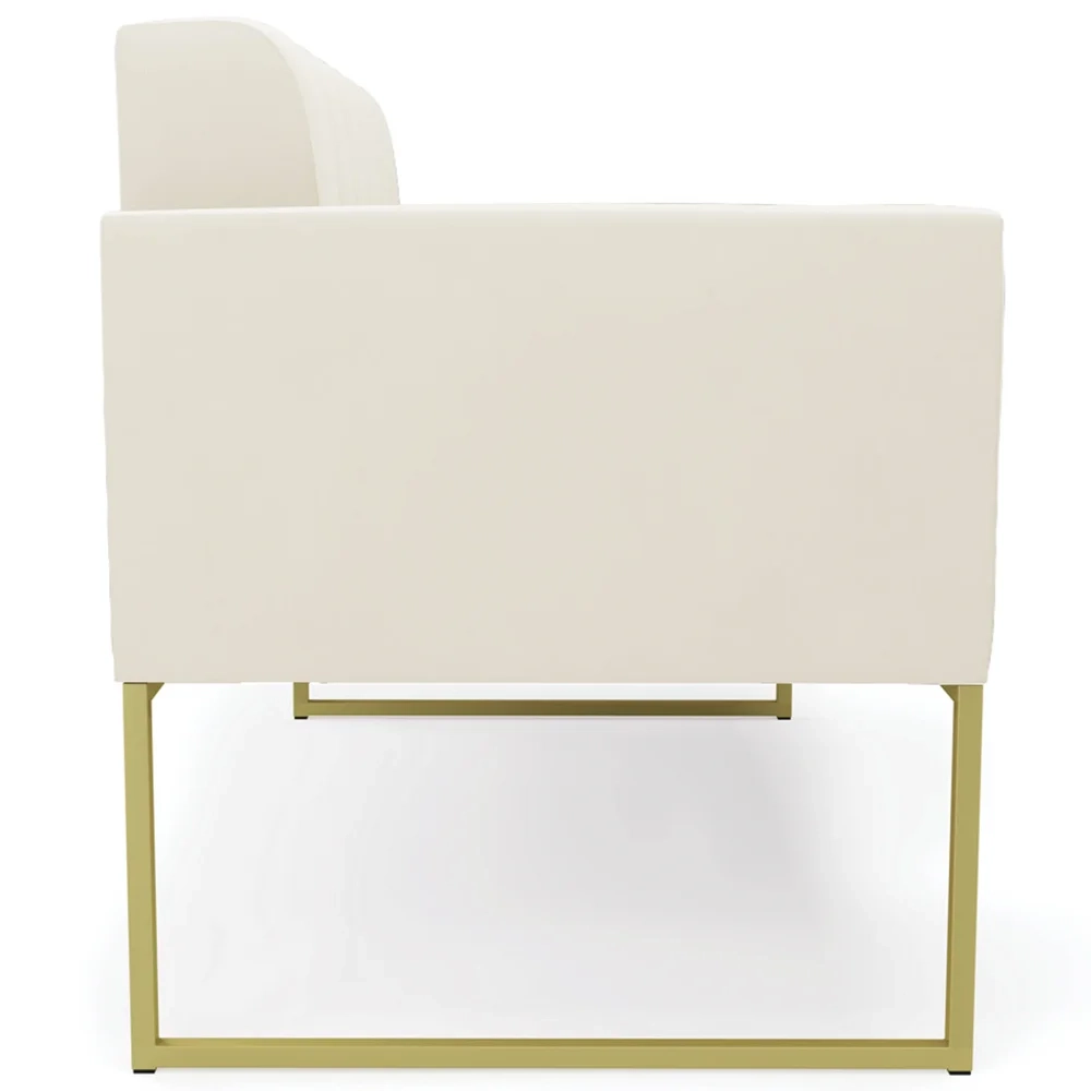 Sofá Namoradeira Base Industrial Dourado Ana Veludo Bege - Ibiza
