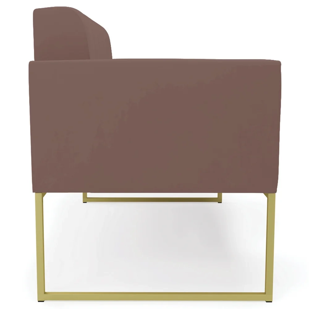 Sofá Namoradeira e 2 Poltronas Base Industrial Dourado Ana Veludo Rosê - Ibiza