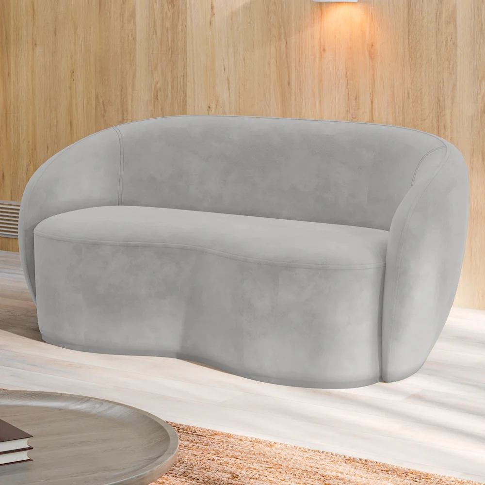 Sofá 2 Lugares Living Orgânico Sala de Estar 160cm Garbin Z08 Veludo Cinza - Mpozenato