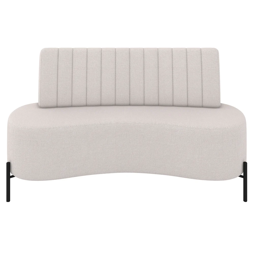 Sofá 2 Lugares 160cm Pés Aço Preto Tamar Z08 Linho Bege - Mpozenato