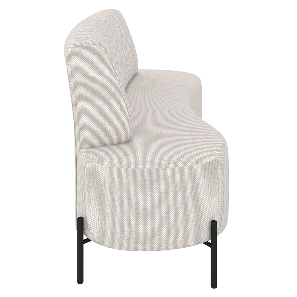 Sofá 2 Lugares 160cm Pés Aço Preto Tamar Z08 Linho Bege - Mpozenato