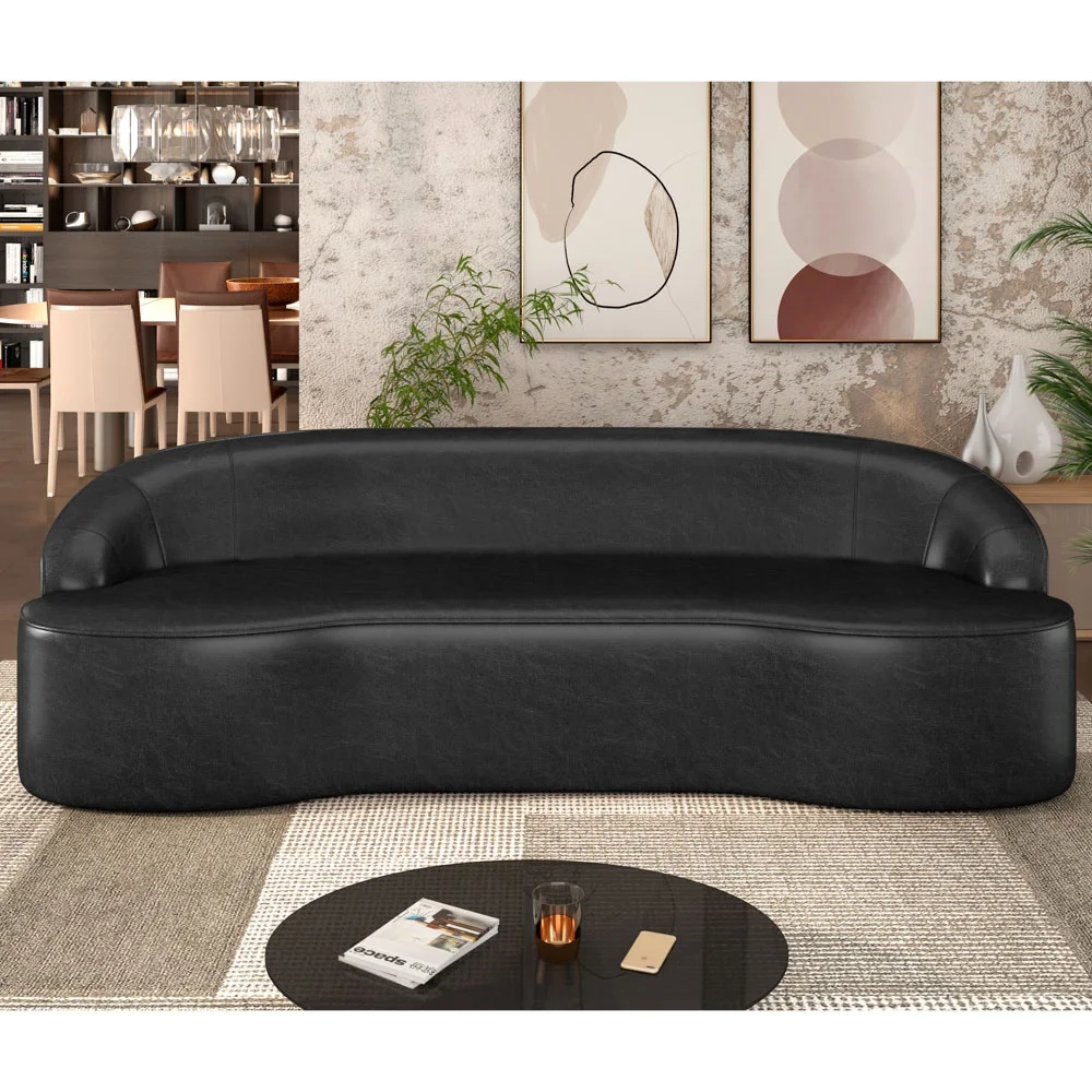 Sofá 5 Lugares para Sala de Estar Living 280cm Theo D06 Sintético Preto - Mpozenato 