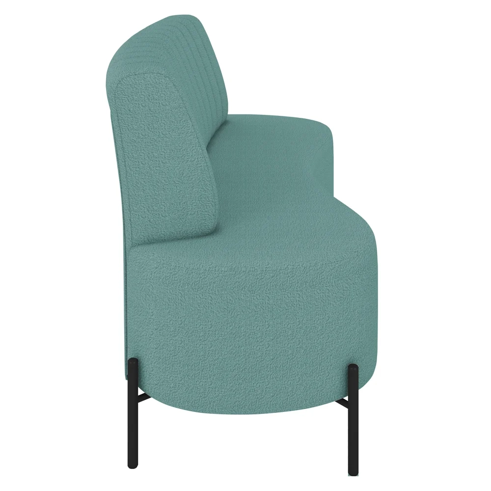 Sofá 2 Lugares 135cm Pés Aço Preto Tamar Z08 Boucle Azul - Mpozenato