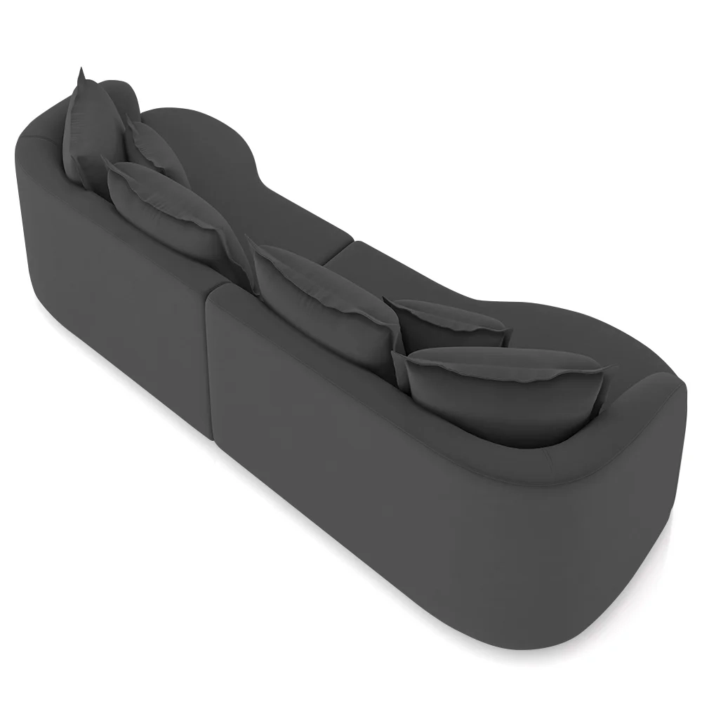 Sofá 4 Lugares 250cm Orgânico Quito Z08 Veludo Cinza Escuro - Mpozenato