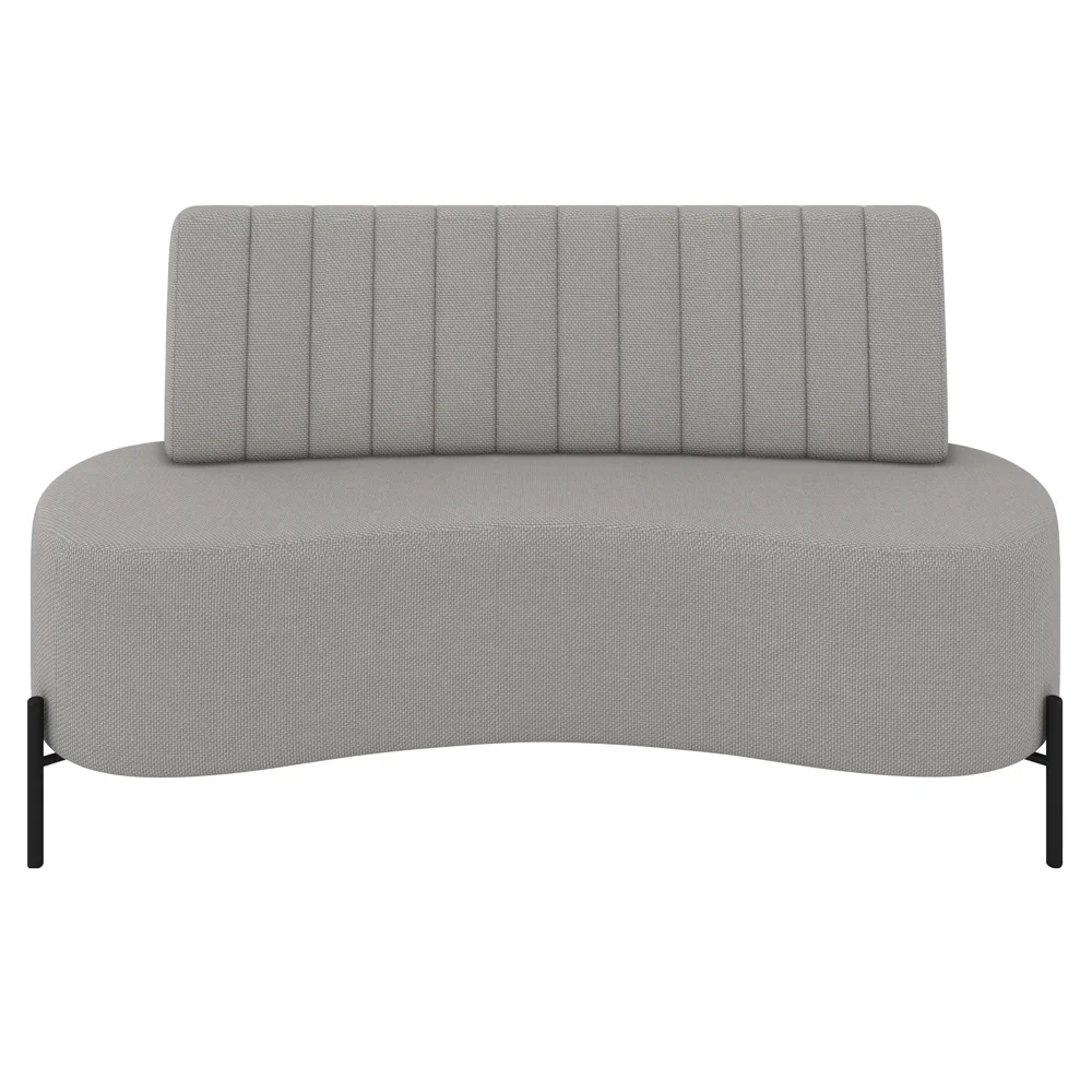 Sofá 2 Lugares 160cm Pés Aço Preto Tamar Z08 Linho Cinza - Mpozenato