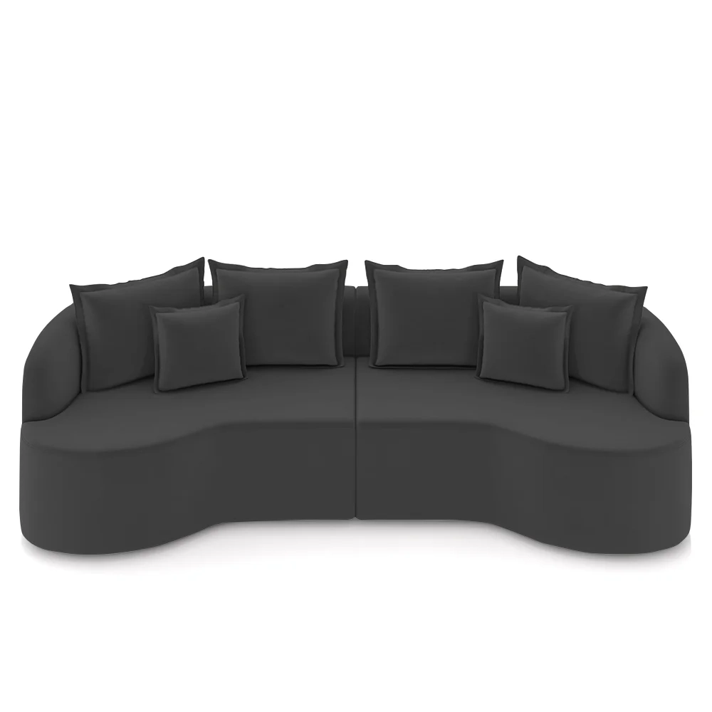 Sofá 4 Lugares 270cm Orgânico Quito Z08 Veludo Cinza Escuro - Mpozenato