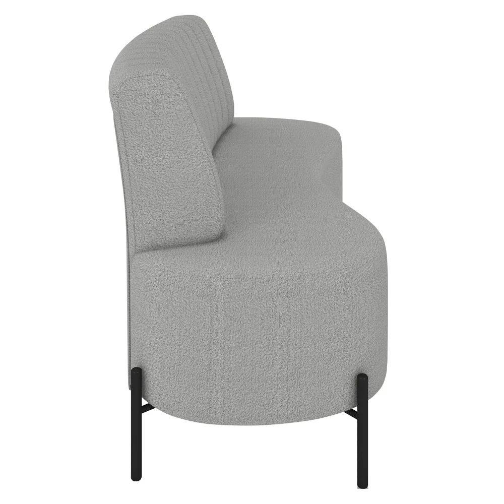 Sofá 2 Lugares 135cm Pés Aço Preto Tamar Z08 Boucle Cinza - Mpozenato