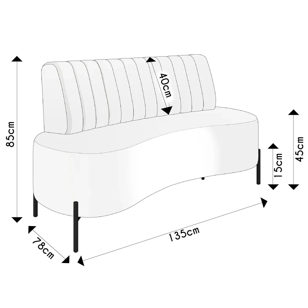 Sofá 2 Lugares 135cm Pés Aço Preto Tamar Z08 Boucle Cinza - Mpozenato