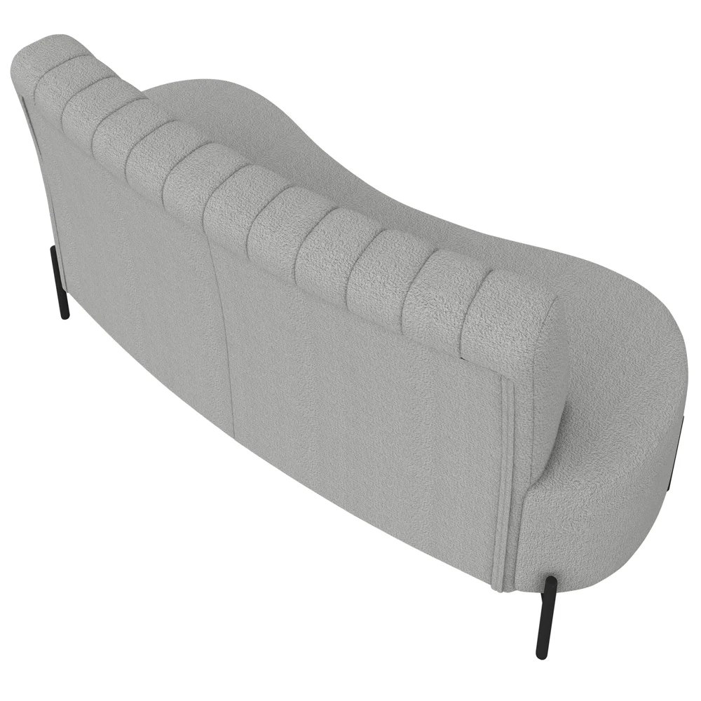 Sofá 2 Lugares 135cm Pés Aço Preto Tamar Z08 Boucle Cinza - Mpozenato