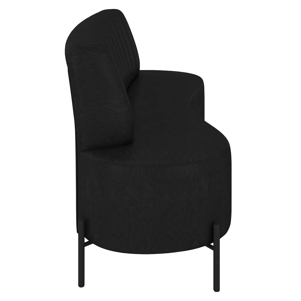 Sofá 2 Lugares 160cm Pés Aço Preto Tamar Z08 Sintético Preto - Mpozenato