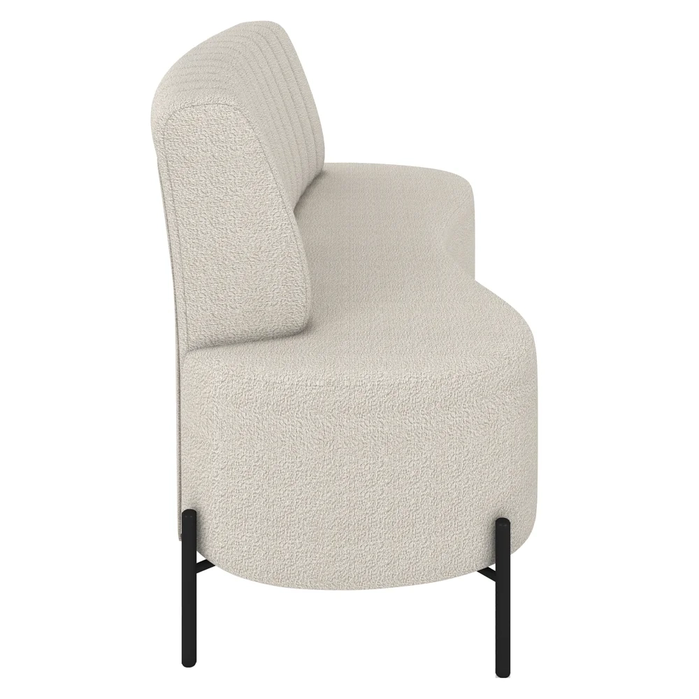 Sofá 2 Lugares 135cm Pés Aço Preto Tamar Z08 Boucle Areia - Mpozenato