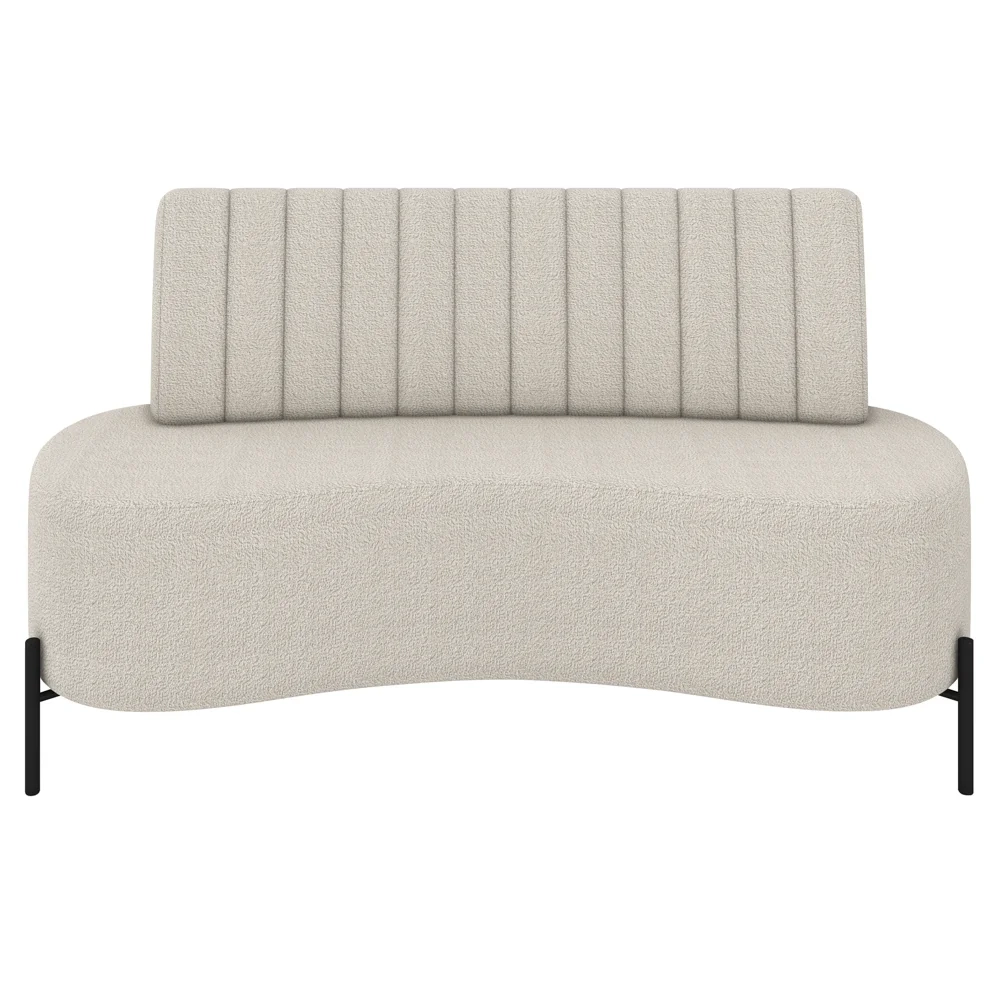 Sofá 2 Lugares 135cm Pés Aço Preto Tamar Z08 Boucle Areia - Mpozenato