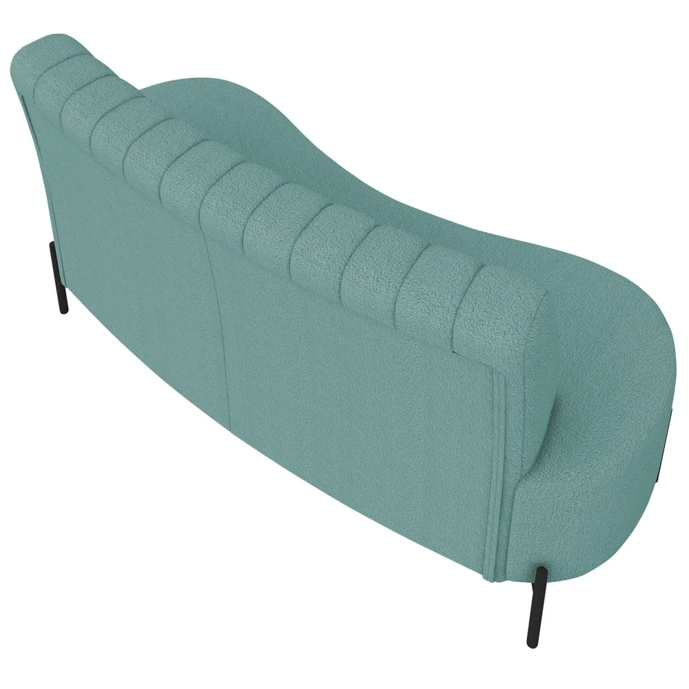 Sofá 2 Lugares 160cm Pés Aço Preto Tamar Z08 Boucle Azul - Mpozenato