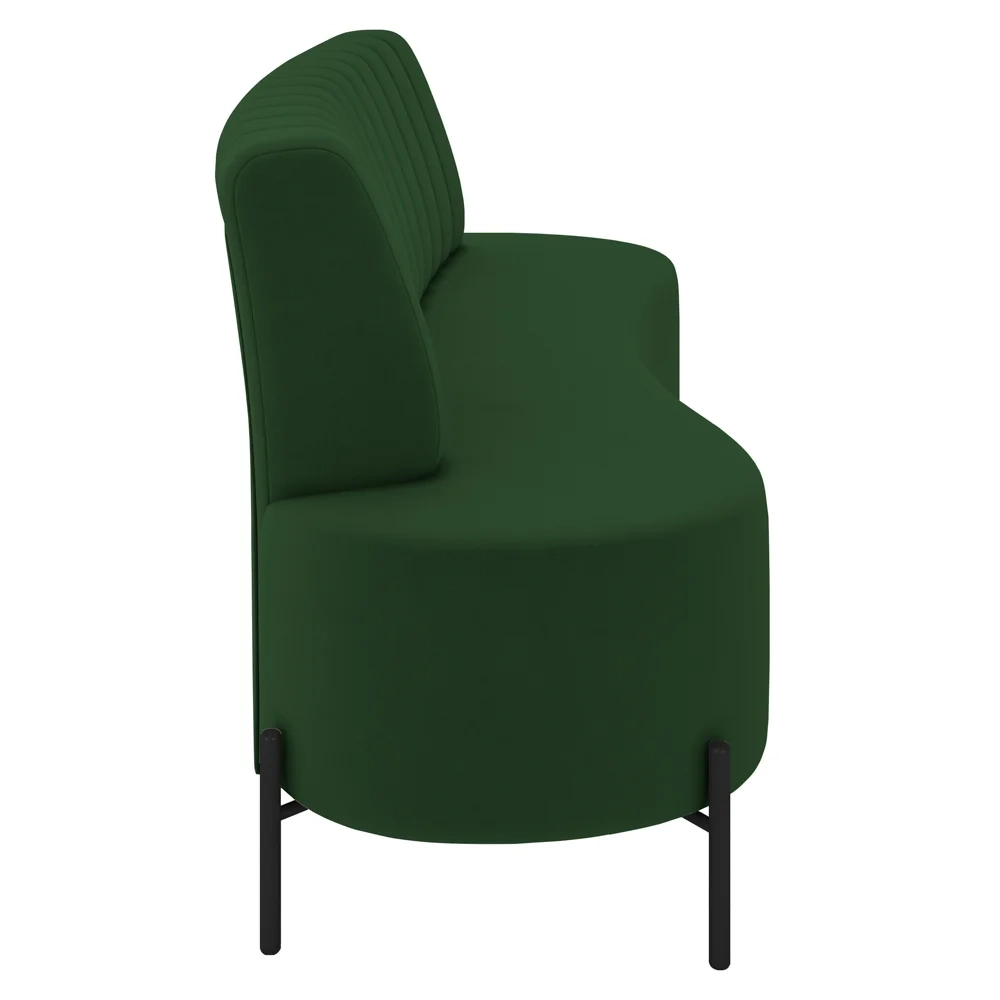 Sofá 2 Lugares 160cm Pés Aço Preto Tamar Z08 Veludo Verde - Mpozenato