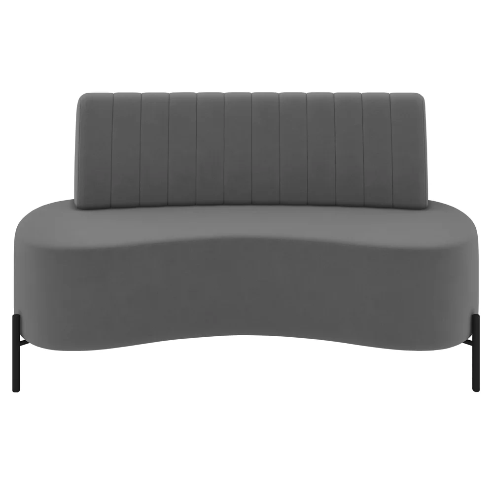 Sofá 2 Lugares 160cm Pés Aço Preto Tamar Z08 Veludo Grafite - Mpozenato