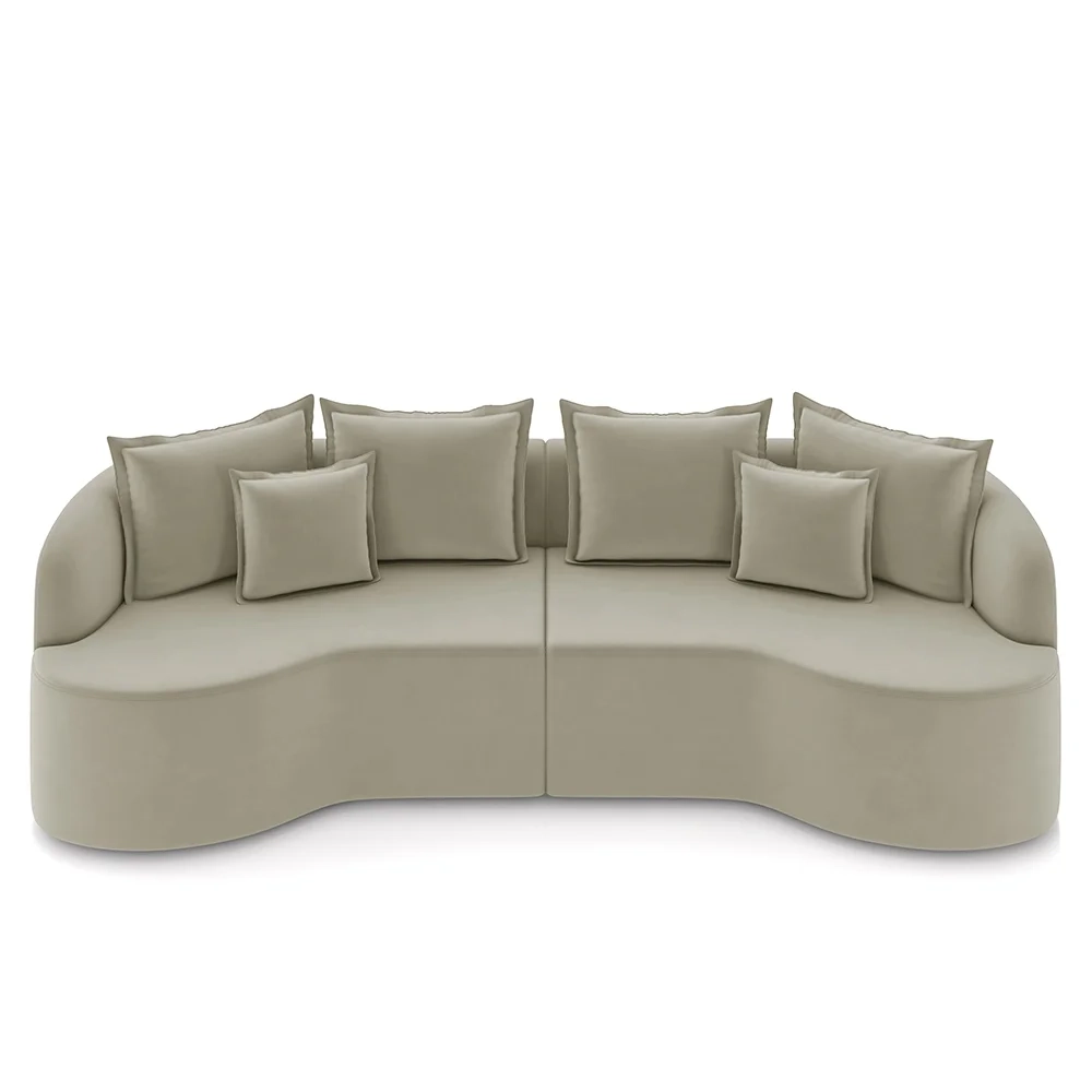 Sofá 4 Lugares 290cm Orgânico Quito Z08 Veludo Bege  - Mpozenato