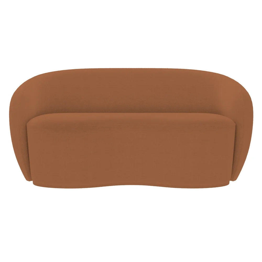 Sofá 3 Lugares Living Orgânico Sala de Estar 180cm Garbin Z08 Boucle Terracota - Mpozenato