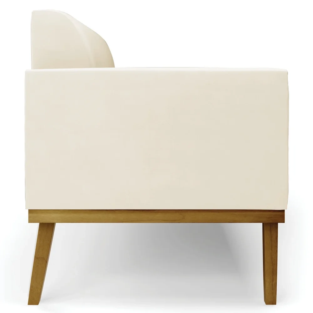 Sofá Namoradeira Base Madeira Castanho Maressa Veludo Bege - Ibiza