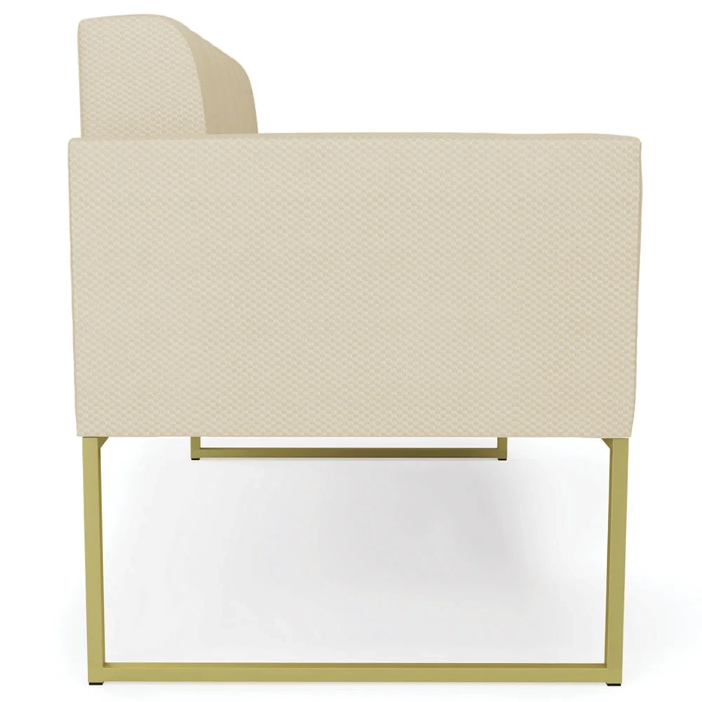 Sofá Namoradeira e 2 Poltronas Base Industrial Dourado Ana Veludo Luxo Off White - Ibiza