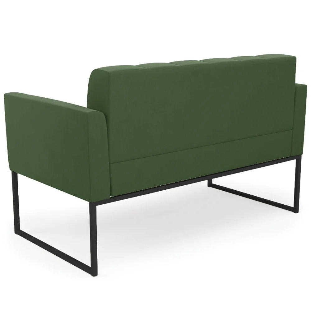 Sofá Namoradeira Base Industrial Preto Ana Suede Verde - Ibiza