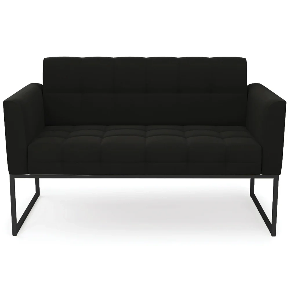 Sofá Namoradeira Base Industrial Preto Ana Suede Preto - Ibiza