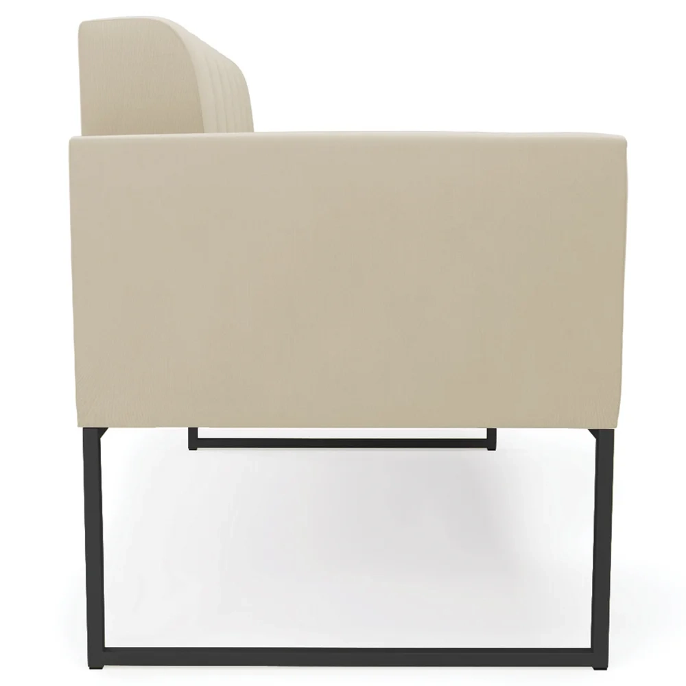 Sofá Namoradeira e 2 Poltronas Base Industrial Preto Ana Suede Bege - Ibiza