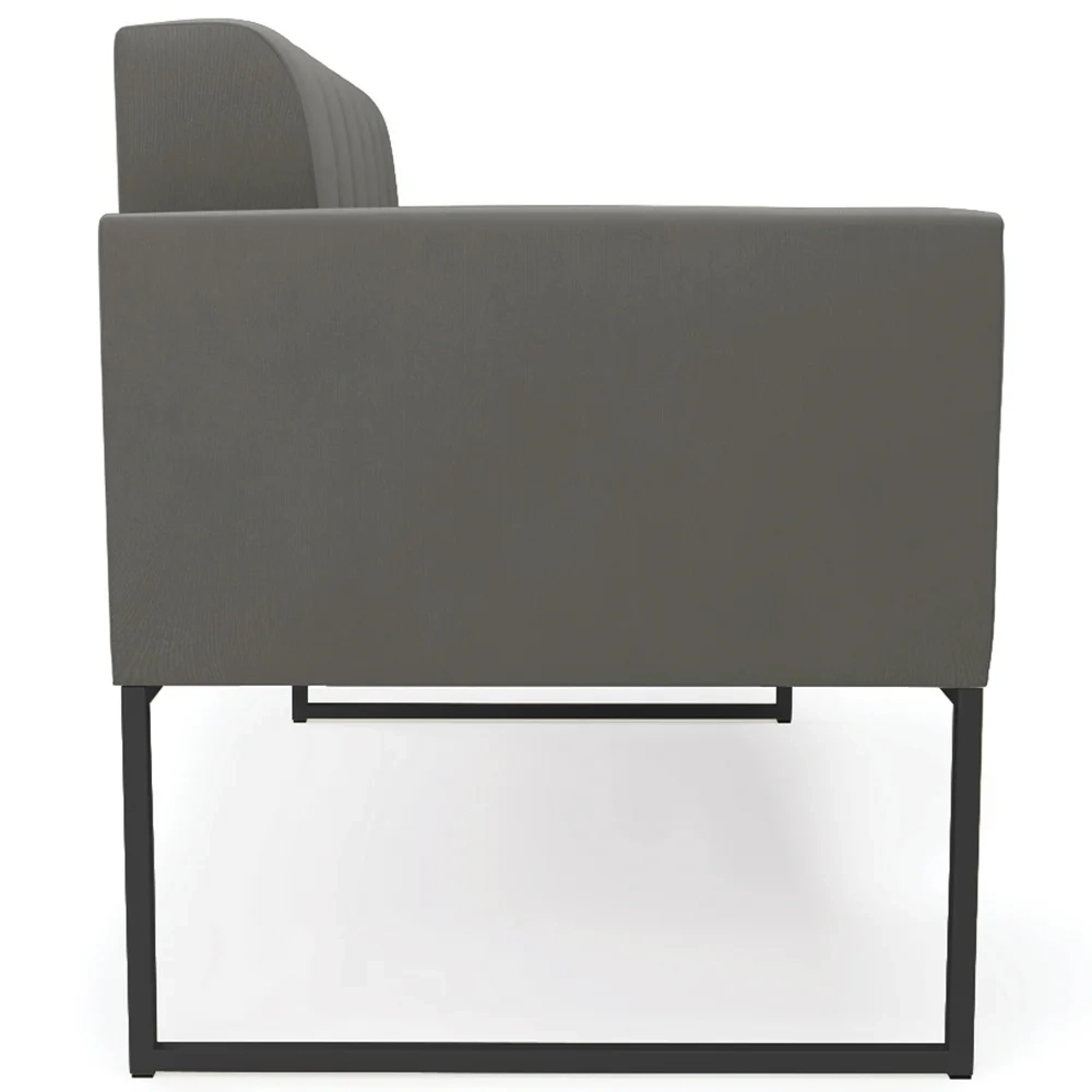 Sofá Namoradeira e 2 Poltronas Base Industrial Preto Ana Suede Grafite - Ibiza