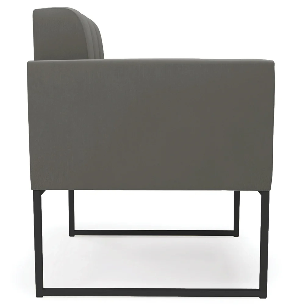 Sofá Namoradeira e 2 Poltronas Base Industrial Preto Ana Suede Grafite - Ibiza