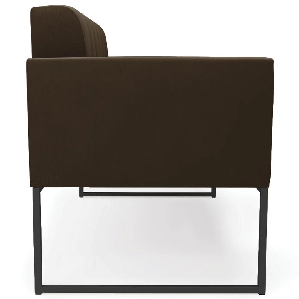 Sofá Namoradeira e 2 Poltronas Base Industrial Preto Ana Suede Marrom - Ibiza