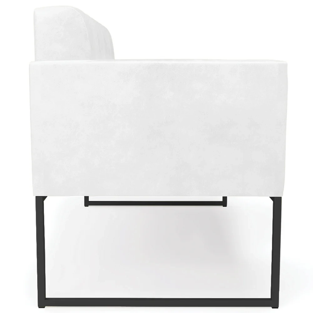Sofá Namoradeira Base Industrial Preto Ana Sintético PU Branco - Ibiza