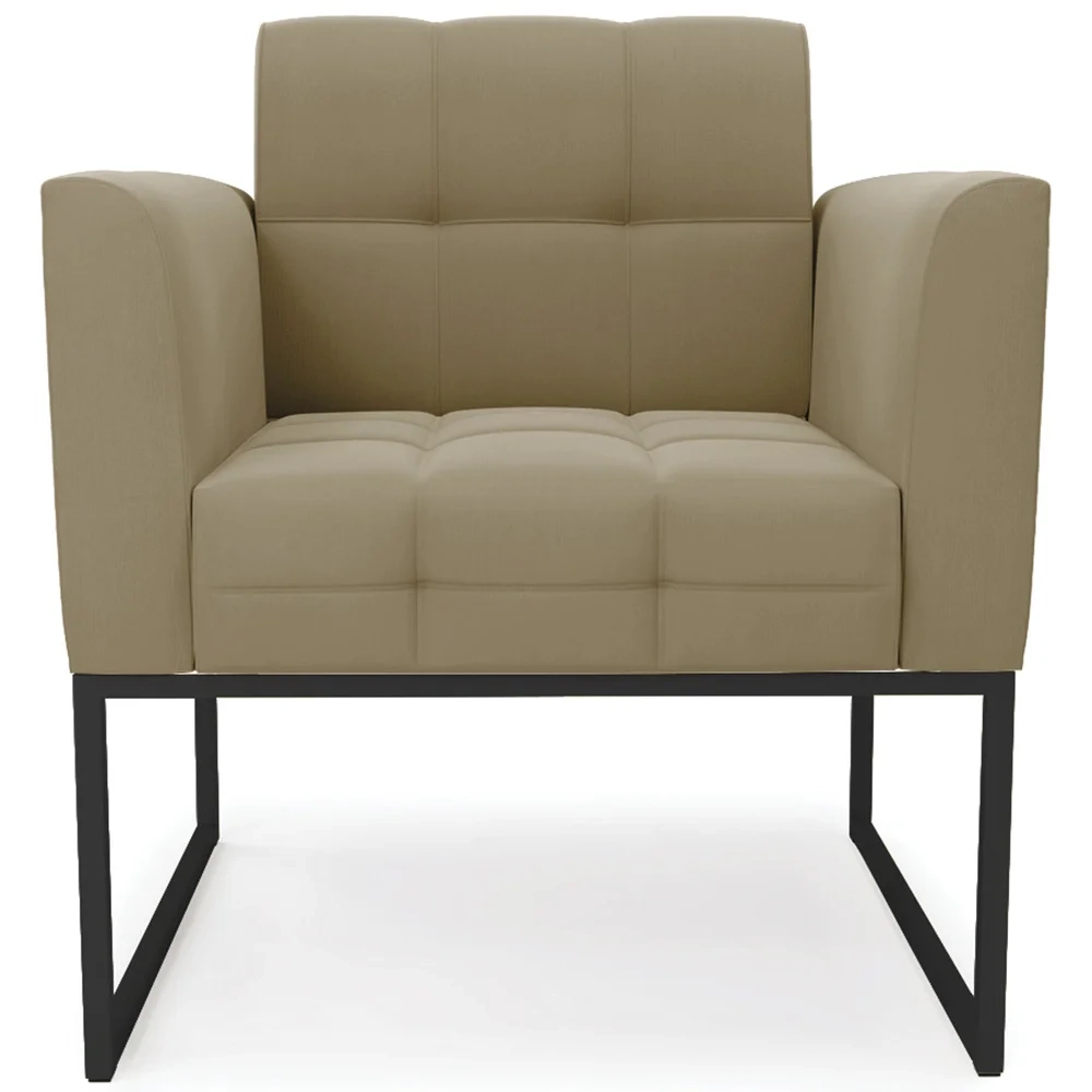 Sofá Namoradeira e 2 Poltronas Base Industrial Preto Ana Suede Marrom RT - Ibiza