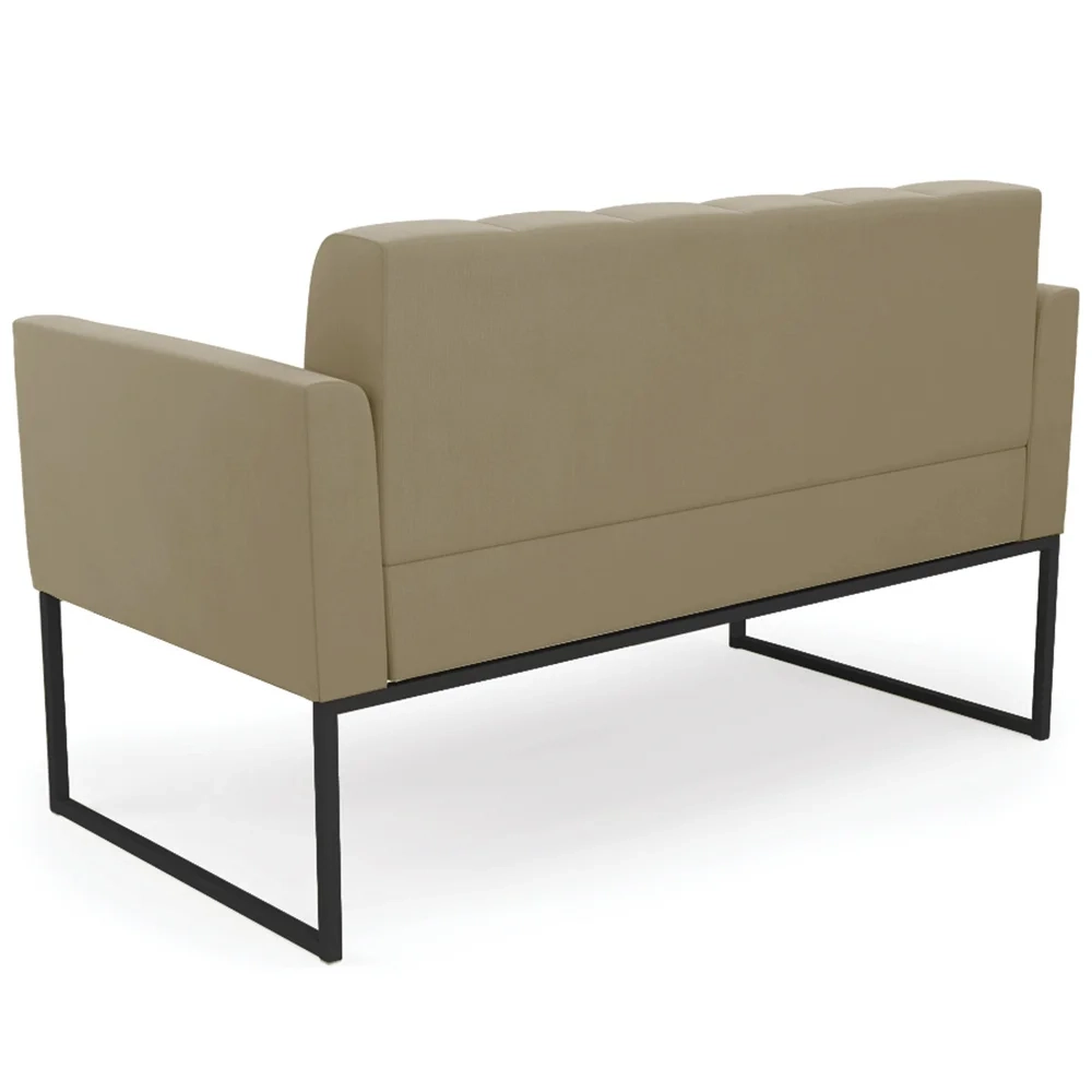 Sofá Namoradeira e 2 Poltronas Base Industrial Preto Ana Suede Marrom RT - Ibiza