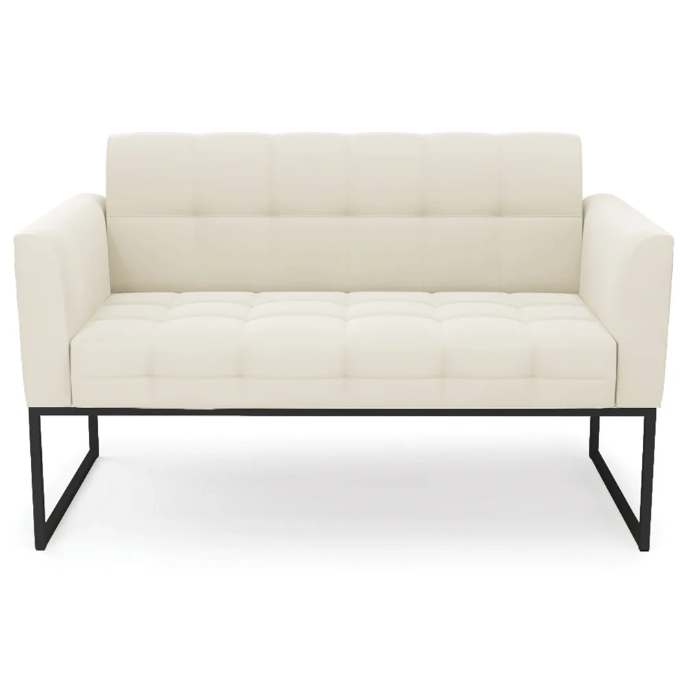 Sofá Namoradeira Base Industrial Preto Ana Veludo Bege - Ibiza