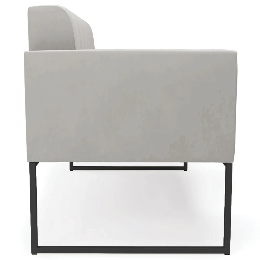 Sofá Namoradeira Base Industrial Preto Ana Veludo Cinza - Ibiza