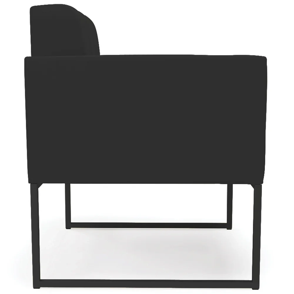 Sofá Namoradeira e 2 Poltronas Base Industrial Preto Ana Veludo Preto - Ibiza