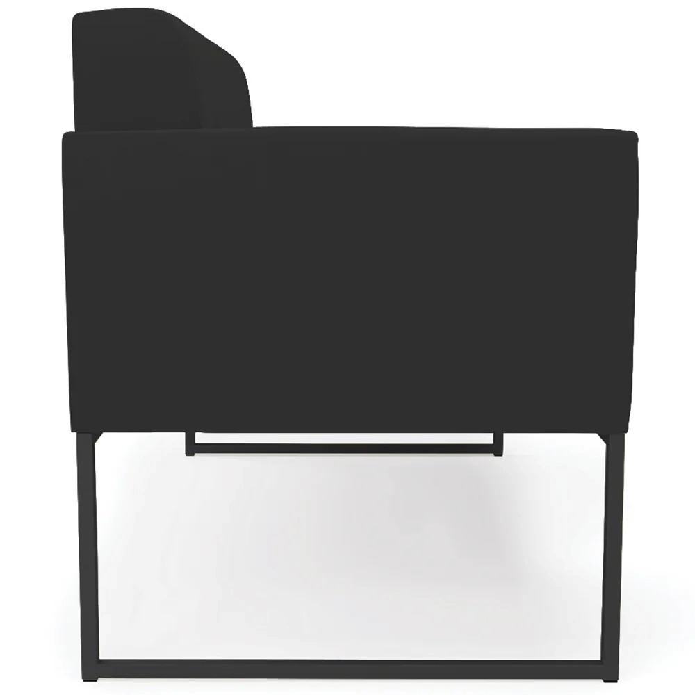 Sofá Namoradeira e 2 Poltronas Base Industrial Preto Ana Veludo Preto - Ibiza