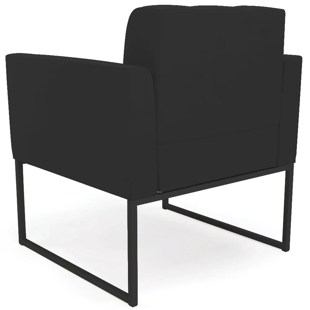 Sofá Namoradeira e 2 Poltronas Base Industrial Preto Ana Veludo Preto - Ibiza