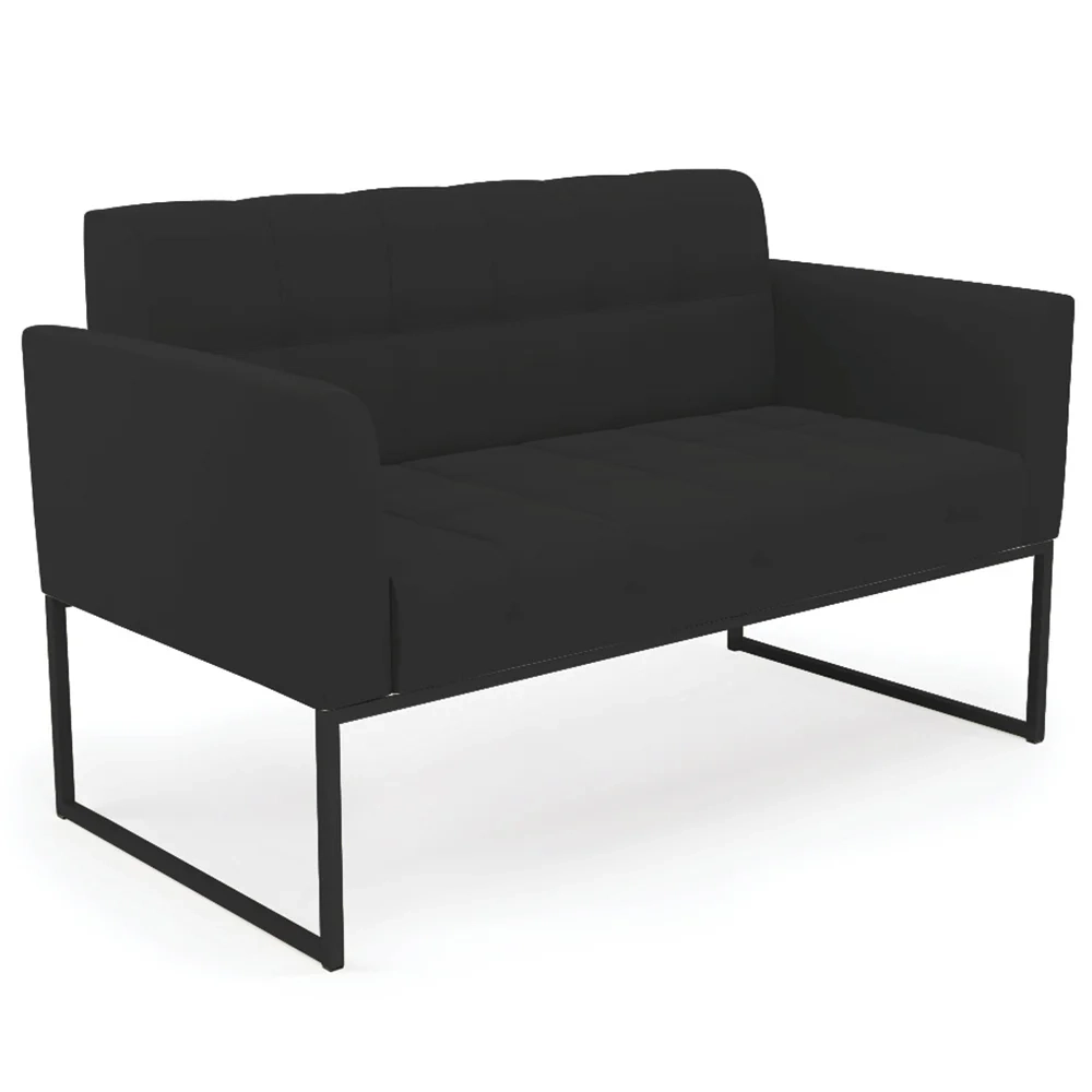 Sofá Namoradeira e 2 Poltronas Base Industrial Preto Ana Veludo Preto - Ibiza