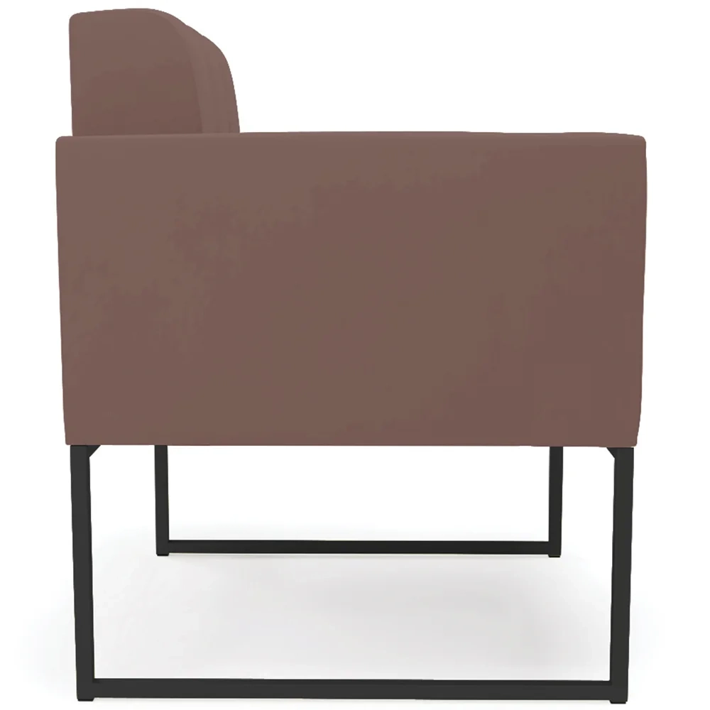 Sofá Namoradeira e 2 Poltronas Base Industrial Preto Ana Veludo Rosê - Ibiza